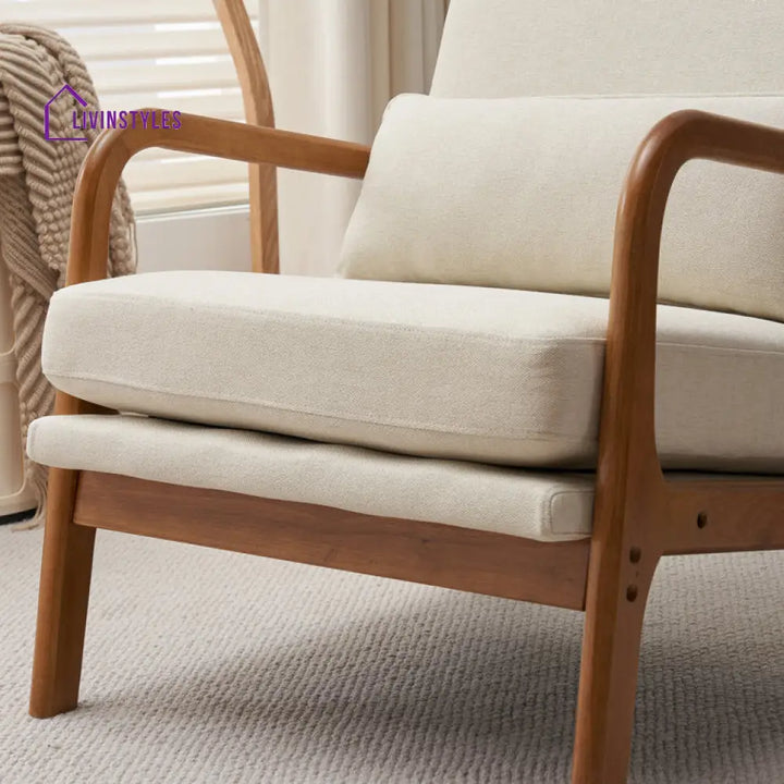 Kshama Solid Wood and Fabric Arm Chair | Living Room Chair | Lounge Chair