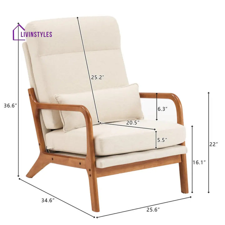 Kshama Solid Wood and Fabric Arm Chair | Living Room Chair | Lounge Chair