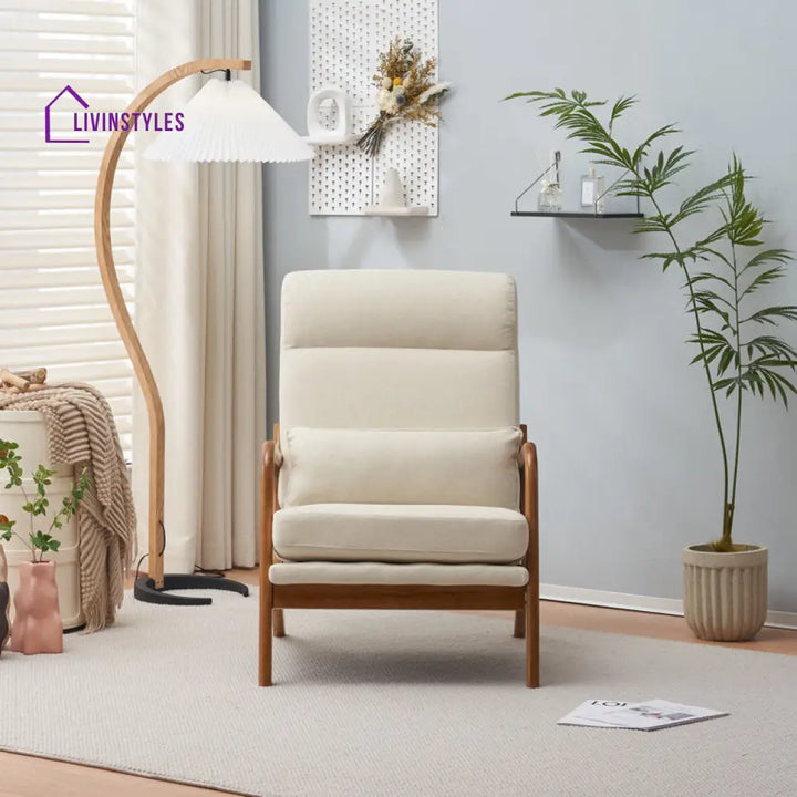 Kshama Solid Wood and Fabric Arm Chair | Living Room Chair | Lounge Chair