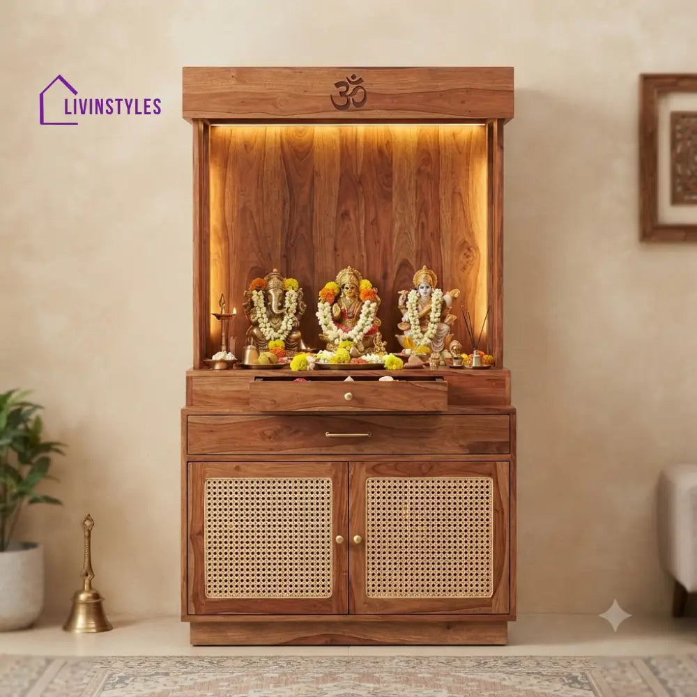 Kshiti Premium Solid Wood Home Temple | Pooja Mandir for Home