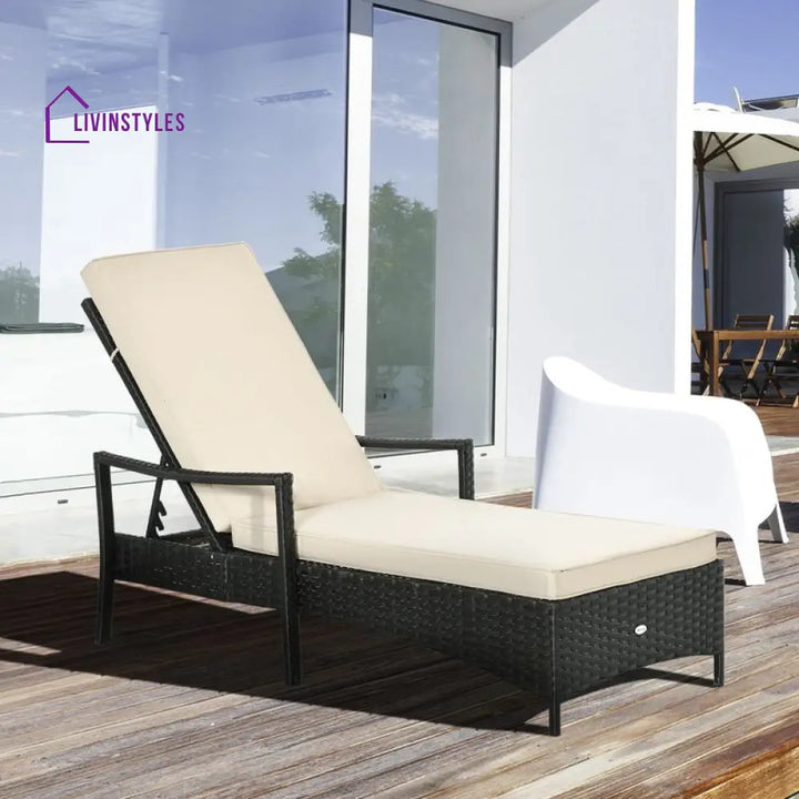 Kuel Outdoor Swimming Poolside Lounger (Black) - Loungers