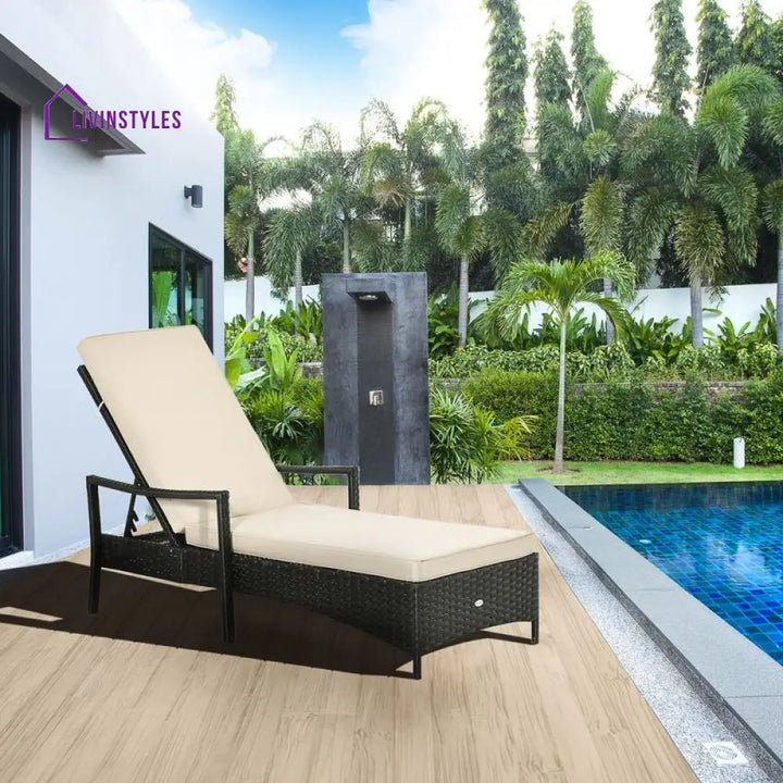 Kuel Outdoor Swimming Poolside Lounger (Black) - Loungers