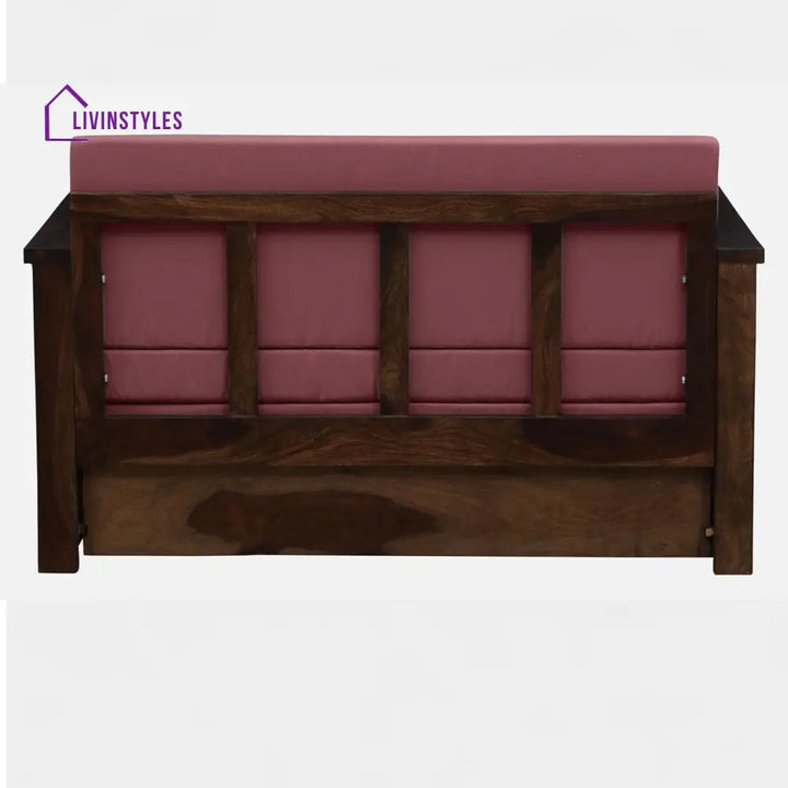 Indus Sheesham Wood Pull Out 2 Seater Sofa Cum Bed In Provincial Teak Finish with Storage