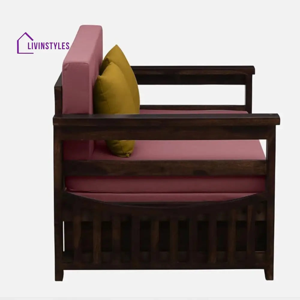 Indus Sheesham Wood Pull Out 2 Seater Sofa Cum Bed In Provincial Teak Finish with Storage