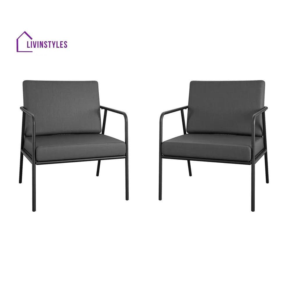 Kushal Outdoor Patio Seating Set 2 Chairs And 1 Table (Dark Grey) Furniture Sets