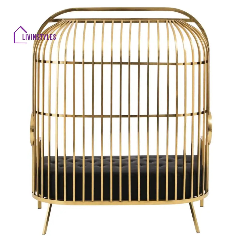 Kuzma Two Seat Dome Cage Gold Finish Stainless Steel Sofa Living