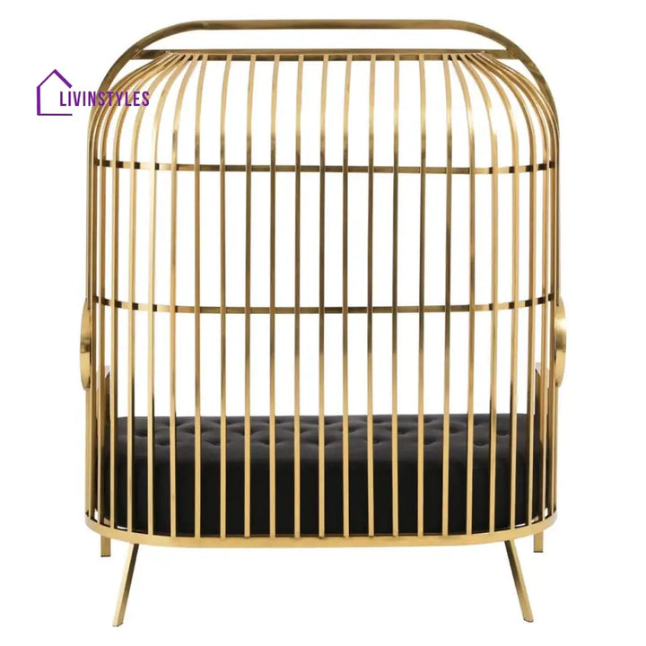 Kuzma Two Seat Dome Cage Gold Finish Stainless Steel Sofa Living