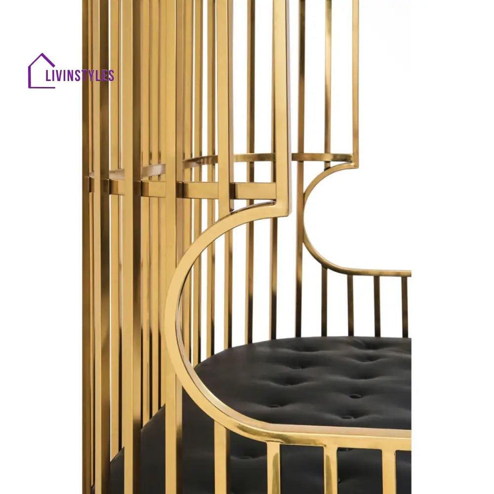 Kuzma Two Seat Dome Cage Gold Finish Stainless Steel Sofa Living