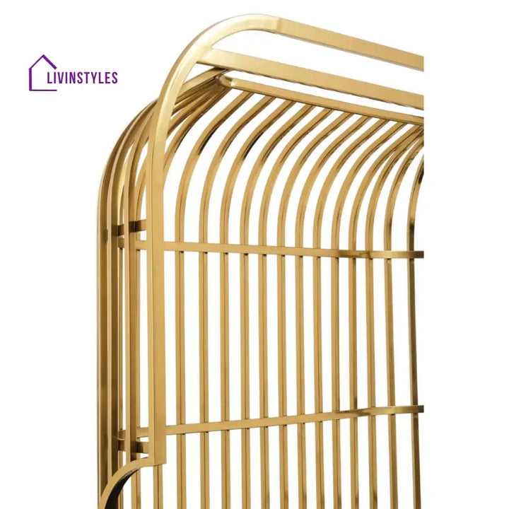 Kuzma Two Seat Dome Cage Gold Finish Stainless Steel Sofa Living