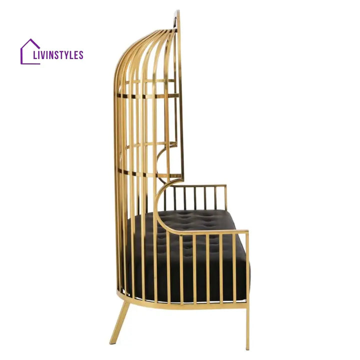 Kuzma Two Seat Dome Cage Gold Finish Stainless Steel Sofa Living