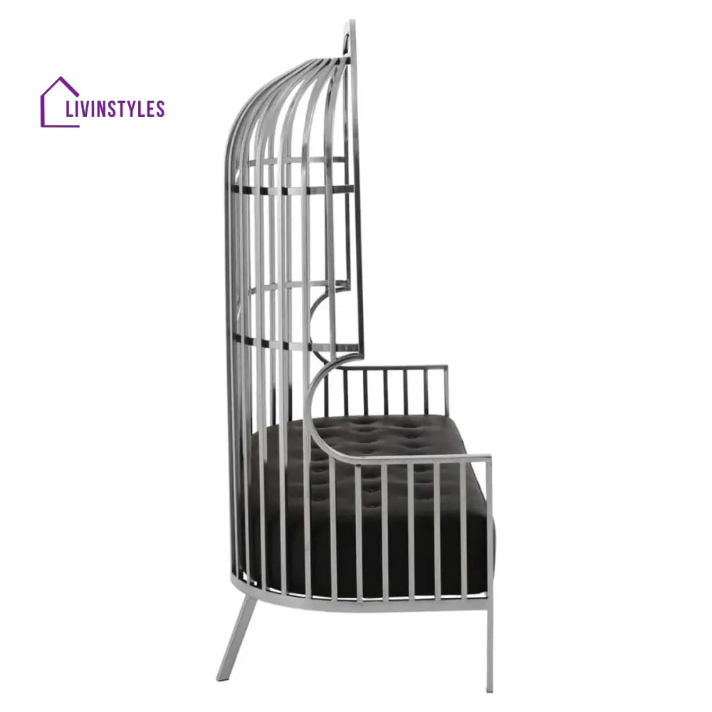 Kuzma Two Seat Dome Cage Silver Stainless Steel Sofa Living