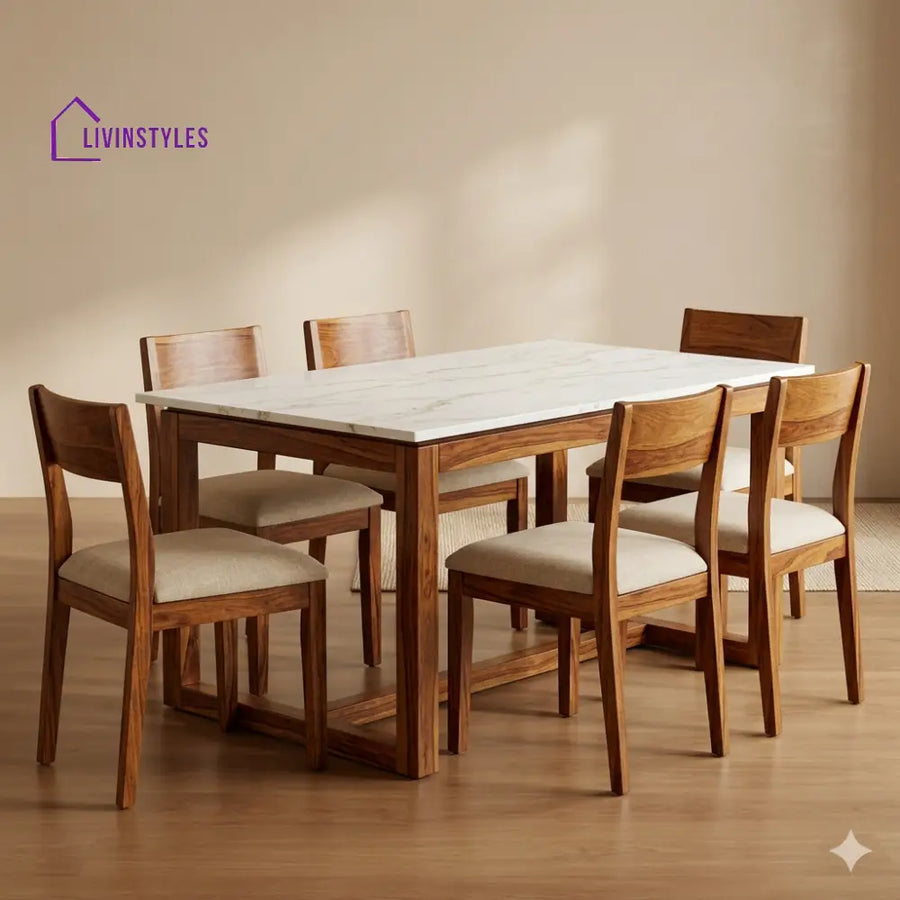 Kuznetsov Solid Sheesham Wood 6 Seater Dining Table Set