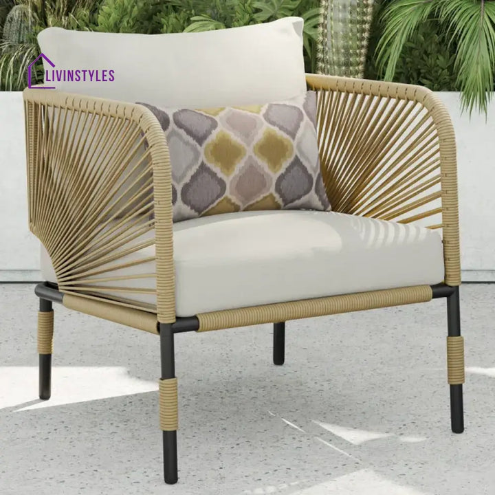 Kylie Outdoor Sofa Set 3 Seater 2 Single seater and 1 Center Table Braided & Rope(Tan) - Sofa Sets