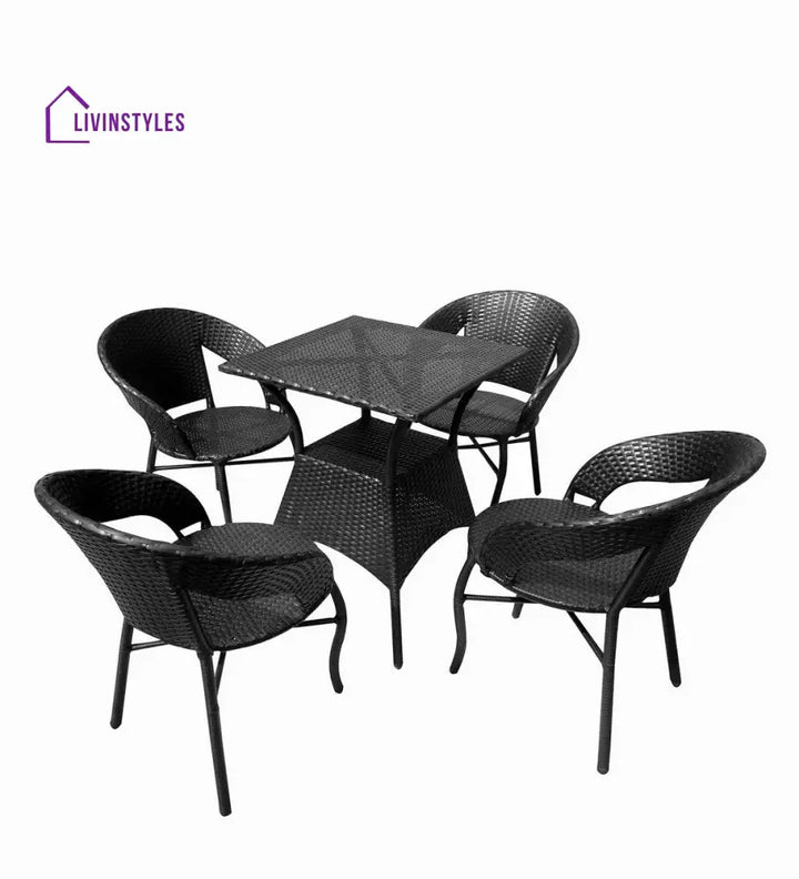 Labon Outdoor Patio Seating Set 4 Chairs and 1 Table Set (Black) - Coffee Table Sets