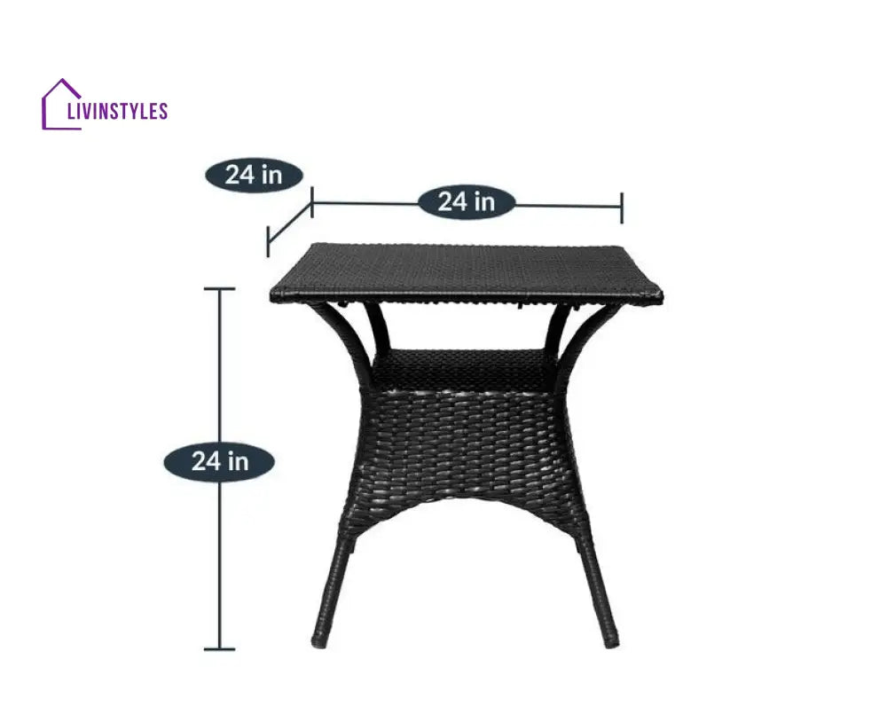 Labon Outdoor Patio Seating Set 4 Chairs and 1 Table Set (Black) - Coffee Table Sets