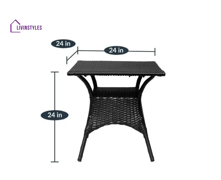 Labon Outdoor Patio Seating Set 4 Chairs and 1 Table Set (Black) - Coffee Table Sets