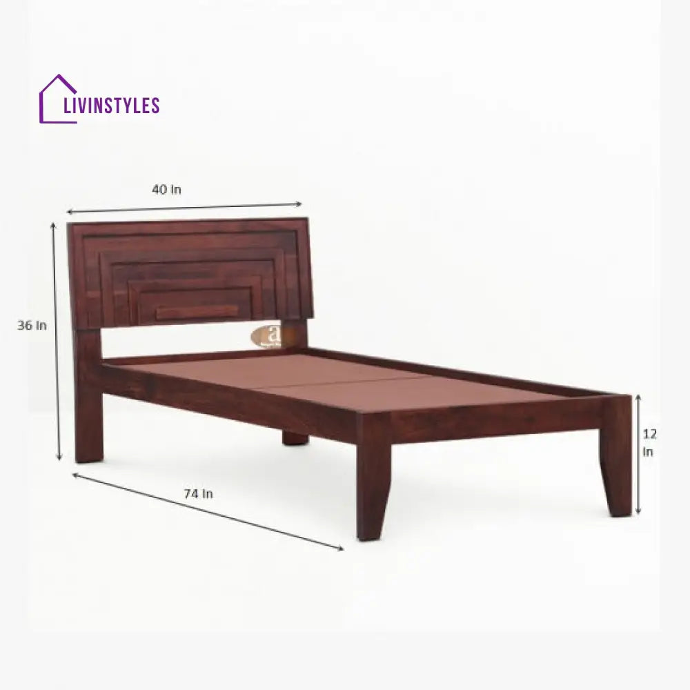 Lacrose Solid Sheesham Wood Handmade Modern Single bed (Honey)