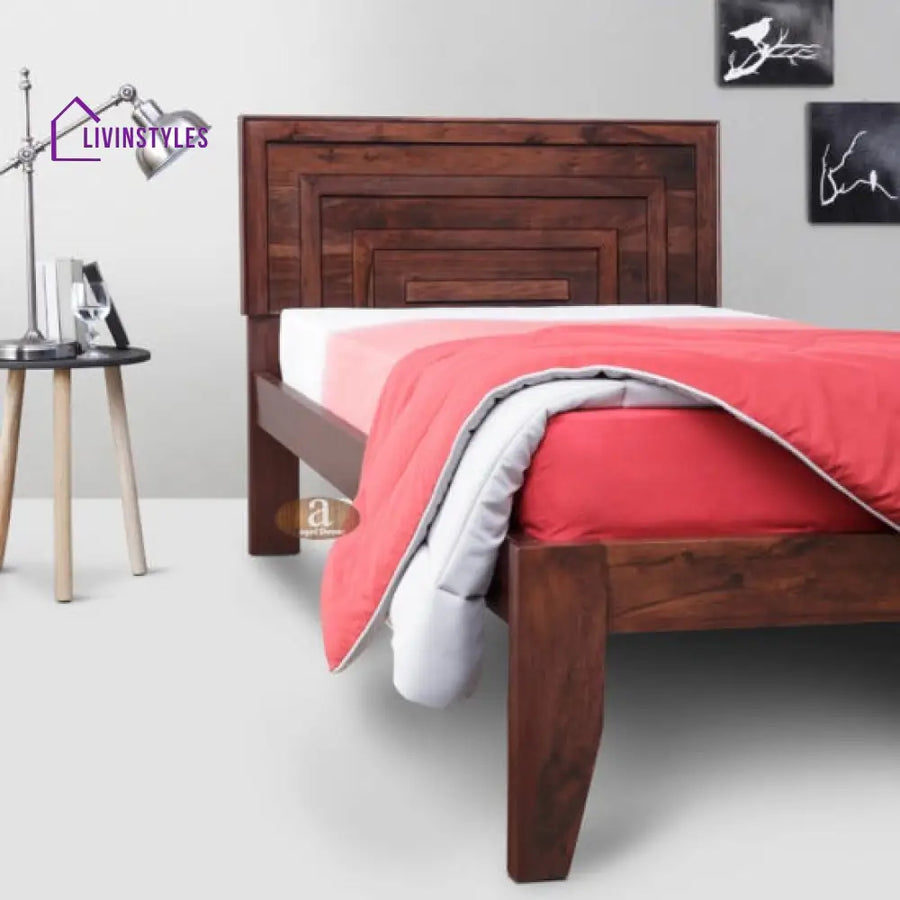 Lacrose Solid Sheesham Wood Handmade Modern Single bed (Honey)
