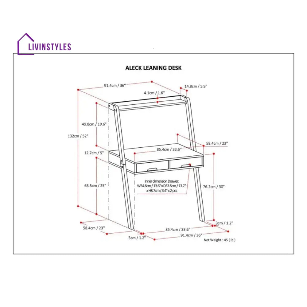 Lada Solid Wood Study Table for Students