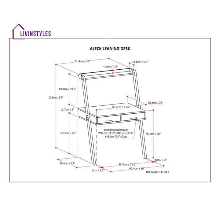 Lada Solid Wood Study Table for Students
