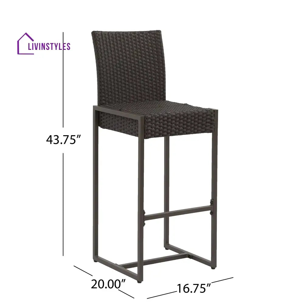Ladanza Outdoor Patio Bar Chair 4 Chairs For Balcony (Brown) - Bar Sets