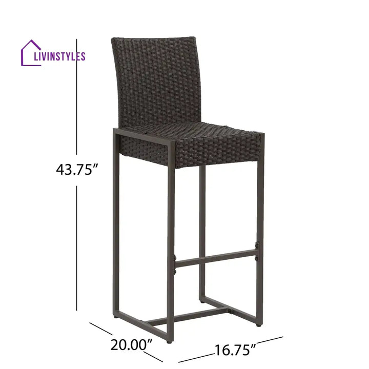 Ladanza Outdoor Patio Bar Chair 4 Chairs For Balcony (Brown) - Bar Sets
