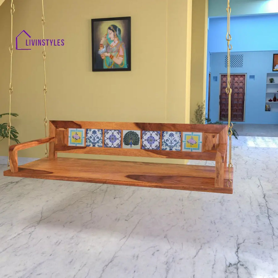 Laisha Melodious Multiple Tile Fitted Handmade Wooden Swing for Home Swing