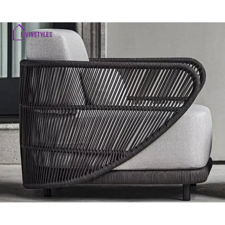 Laken Outdoor Rope 4 Seater Sofa Set With Glass Top Tables - Sofa Set
