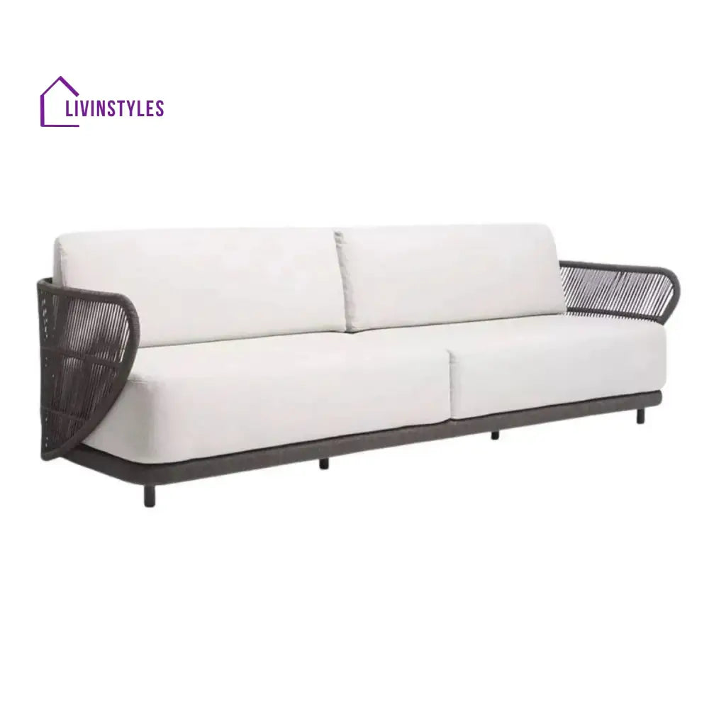 Laken Outdoor Rope 4 Seater Sofa Set With Glass Top Tables - Sofa Set