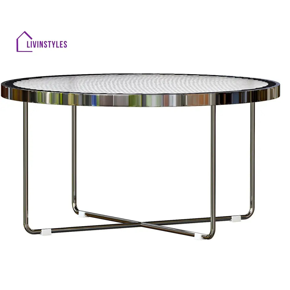 Laksh Stainless Steel Coffee Table For Living Room | Silver Frame
