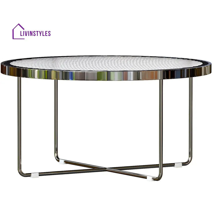 Laksh Stainless Steel Coffee Table For Living Room | Silver Frame
