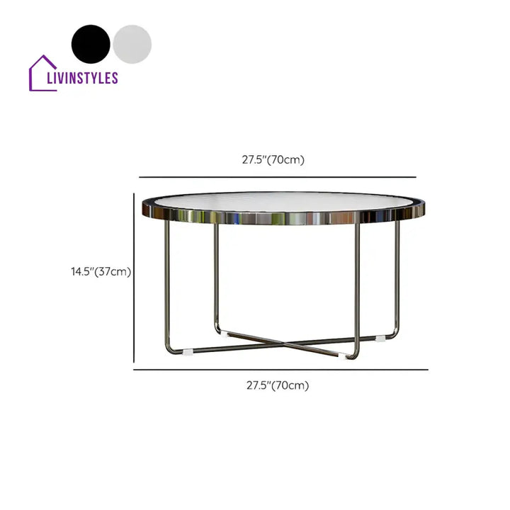 Laksh Stainless Steel Coffee Table For Living Room | Silver Frame