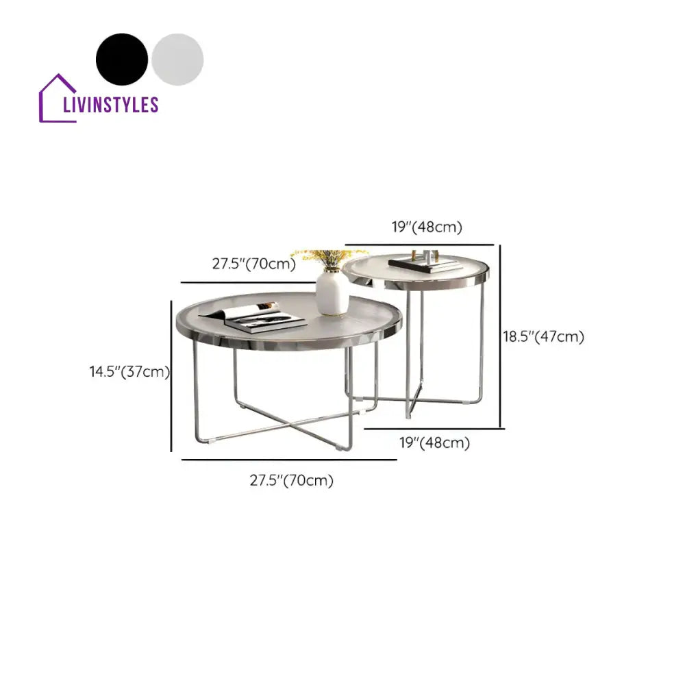 Laksh Stainless Steel Coffee Table For Living Room | Silver Frame