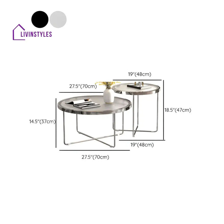 Laksh Stainless Steel Coffee Table For Living Room | Silver Frame