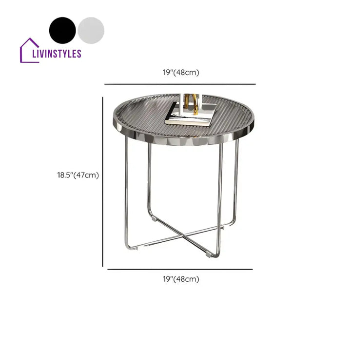Laksh Stainless Steel Coffee Table For Living Room | Silver Frame