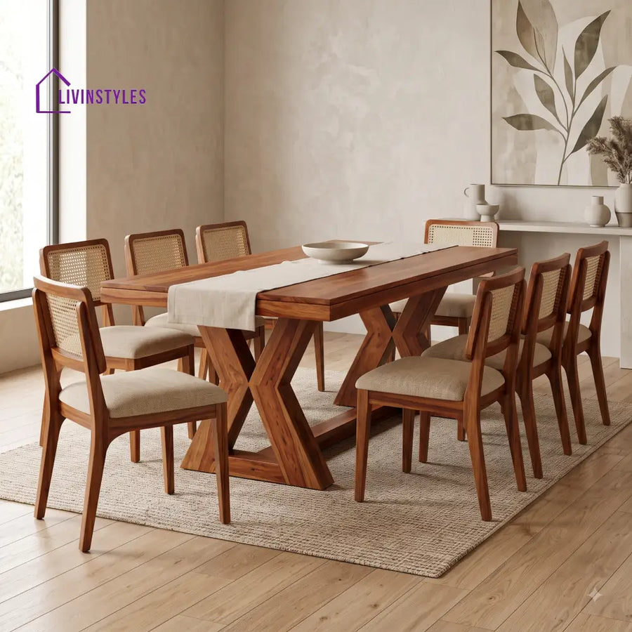 Lakshmi Premium Solid Wood 8 Seater Dining Table Set