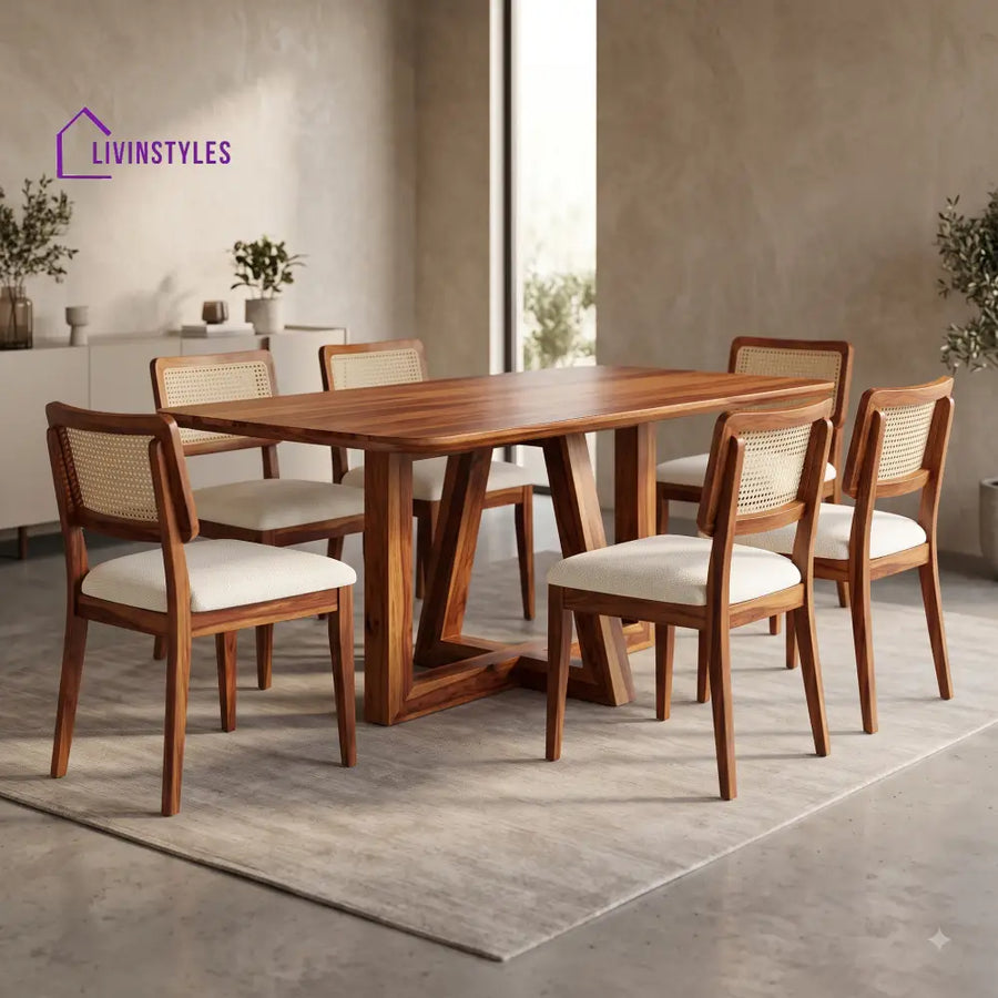 Lakshmi Premium Wooden 6 Seater Dining Table Set