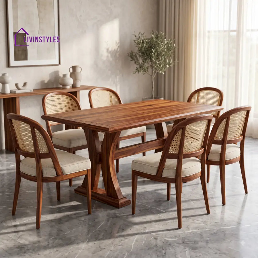 Lalitha Premium Wooden 6 Seater Dining Table Set