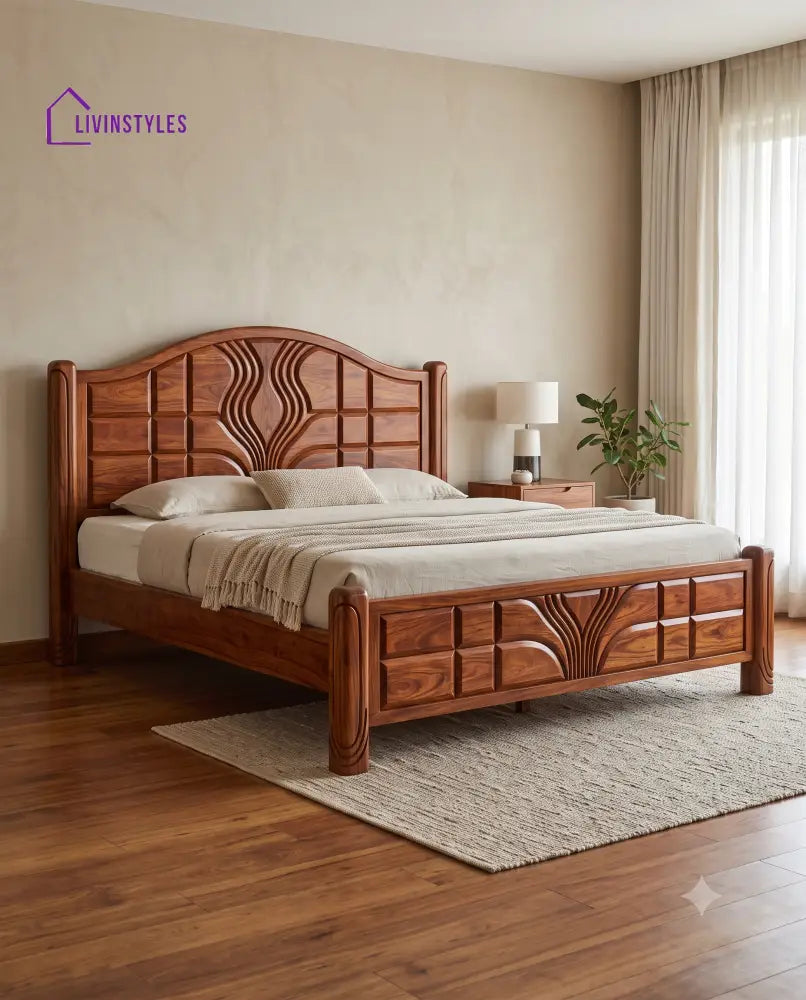 Lalitha Wooden Bed | Solid Wood Double Bed | Wooden King size bed & Wooden Queen size bed