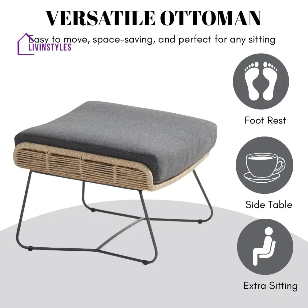 Lamees Outdoor All-Weather Rope Footstool - Footrest