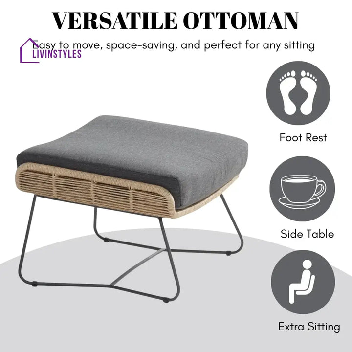 Lamees Outdoor All-Weather Rope Footstool - Footrest