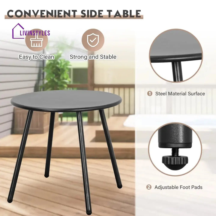 Lanx Outdoor Patio Seating Set 2 Chairs and 1 Table Set (Black) - Coffee Table Sets