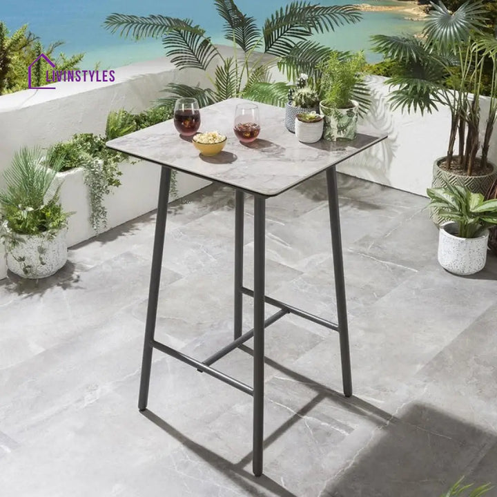 Lario Outdoor Patio Bar Set 2 Chairs and 1 Table Set Braided & Rope (Beige) - Bar Sets