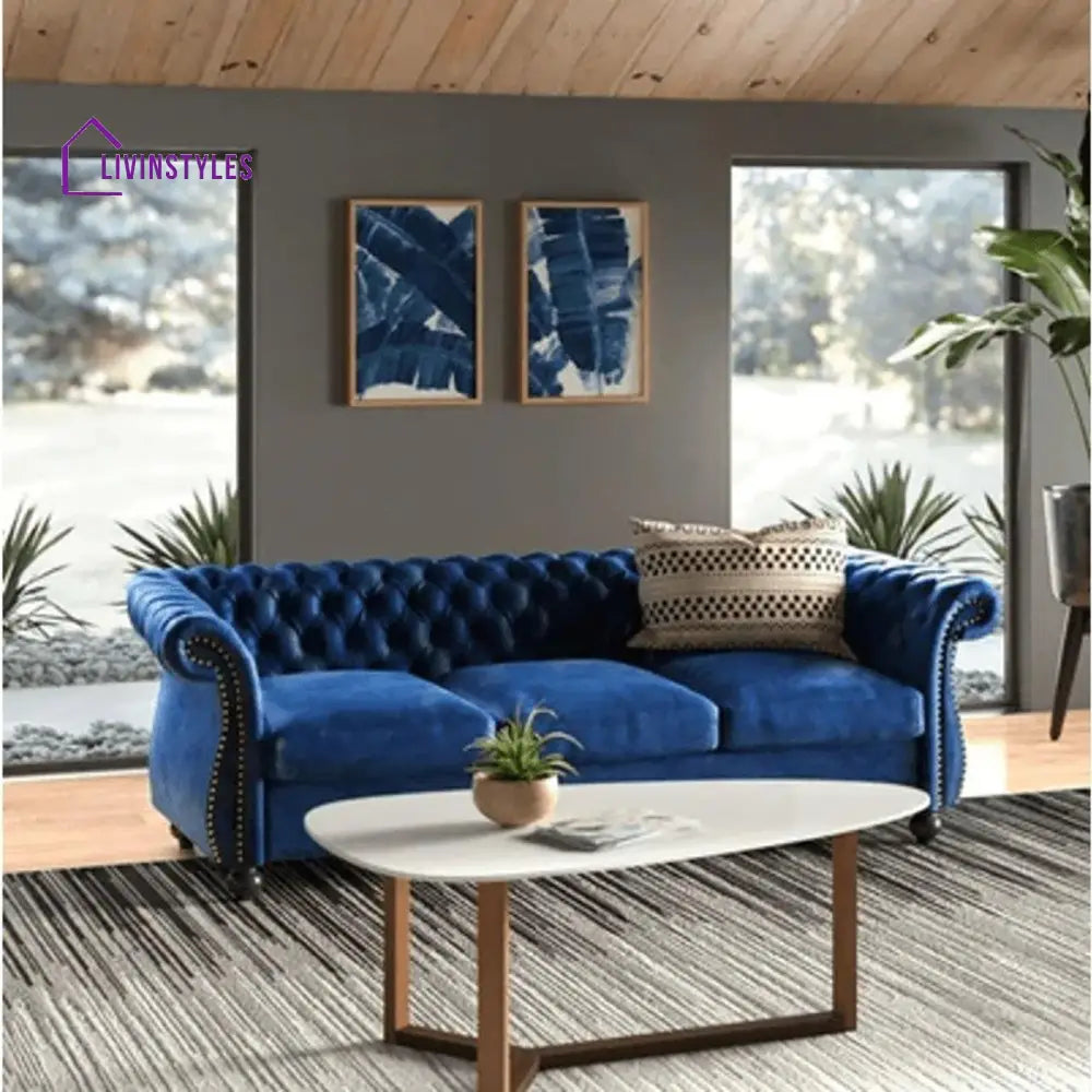 Larisa 3 Seater Sofa for Living Room Blue