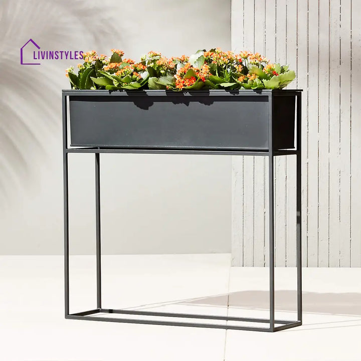 Larue Outdoor Metal Planter For Garden Balcony (Black) - Planter