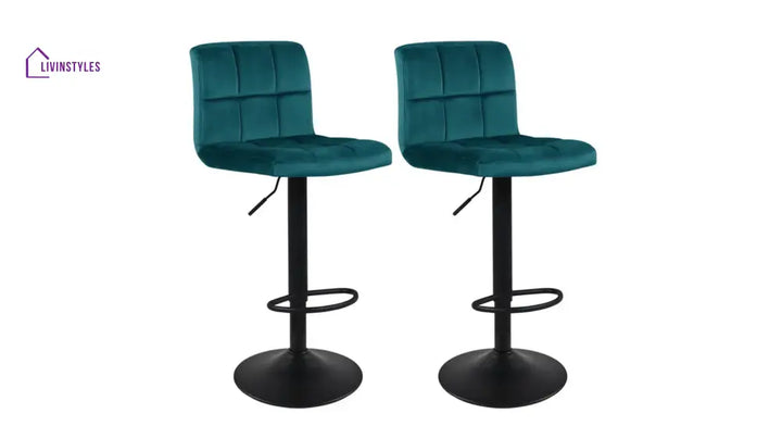 Green Color Neo Swiel Adjustable Bar Stool Set Of-2
