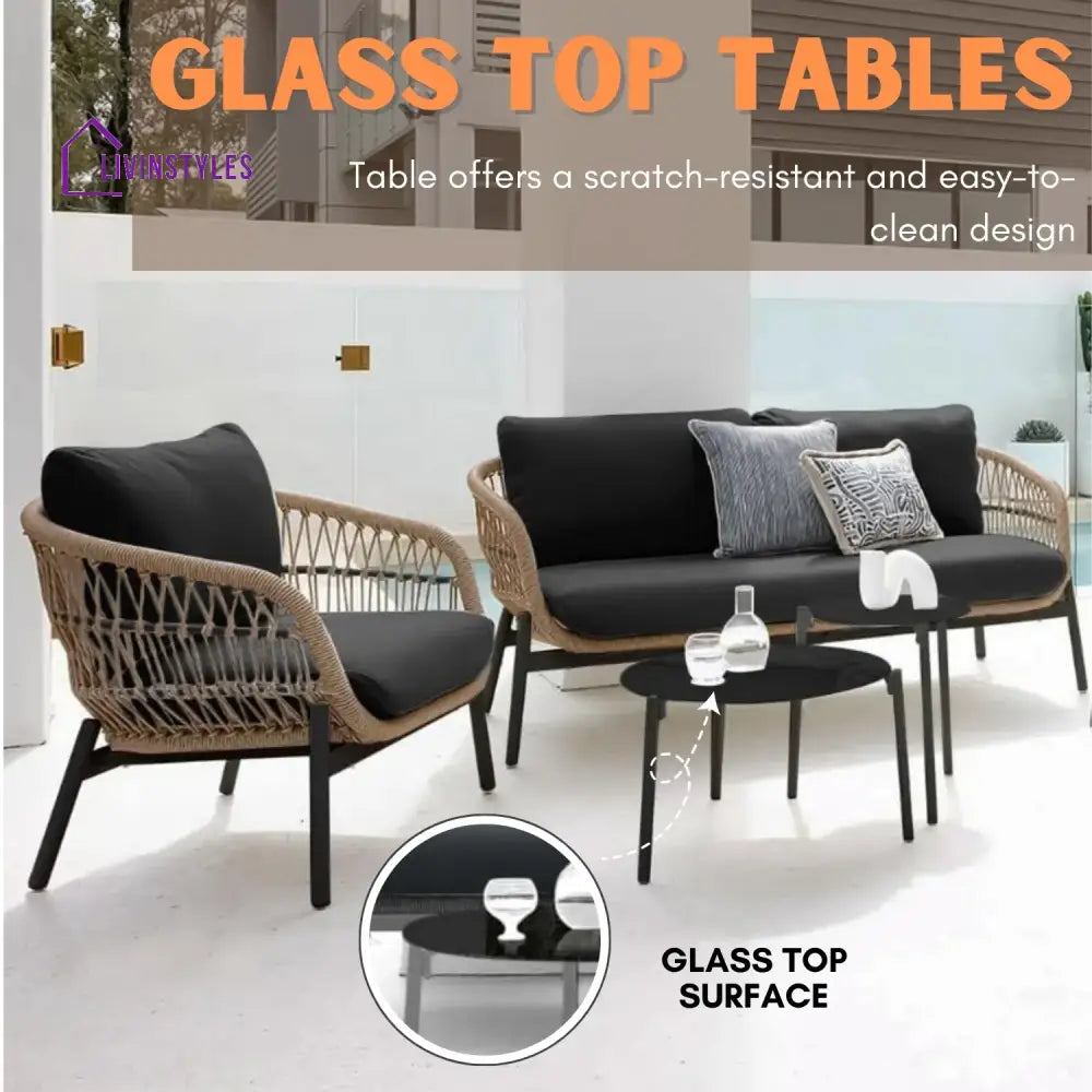Latika Outdoor 4 Seater Rope Conversation Sofa Set - Sofa Set