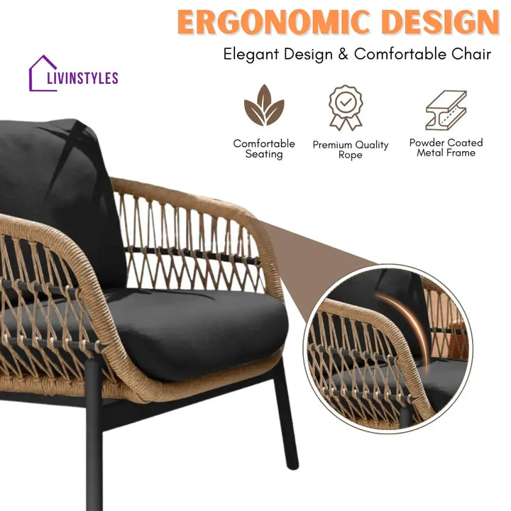 Latika Outdoor 4 Seater Rope Conversation Sofa Set - Sofa Set
