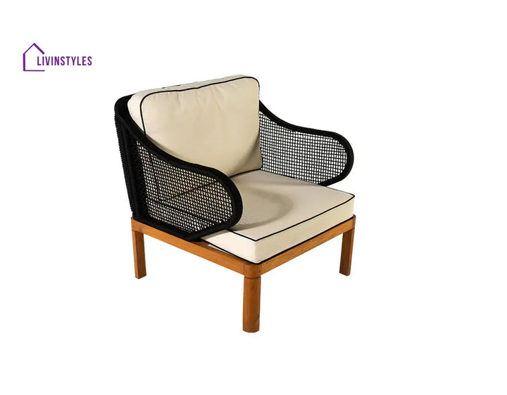 Laur Outdoor Sofa Set 2 Seater 2 Single seater and 1 Center Table (Black + Beige) Braided & Rope - Sofa Sets