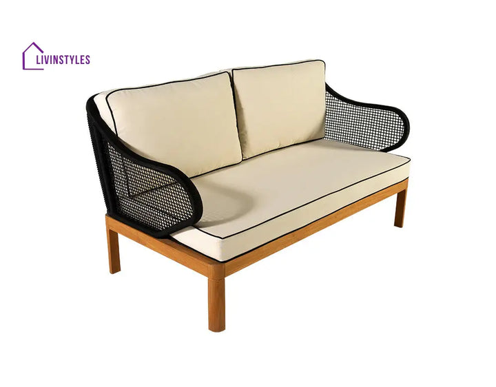 Laur Outdoor Sofa Set 2 Seater 2 Single seater and 1 Center Table (Black + Beige) Braided & Rope - Sofa Sets
